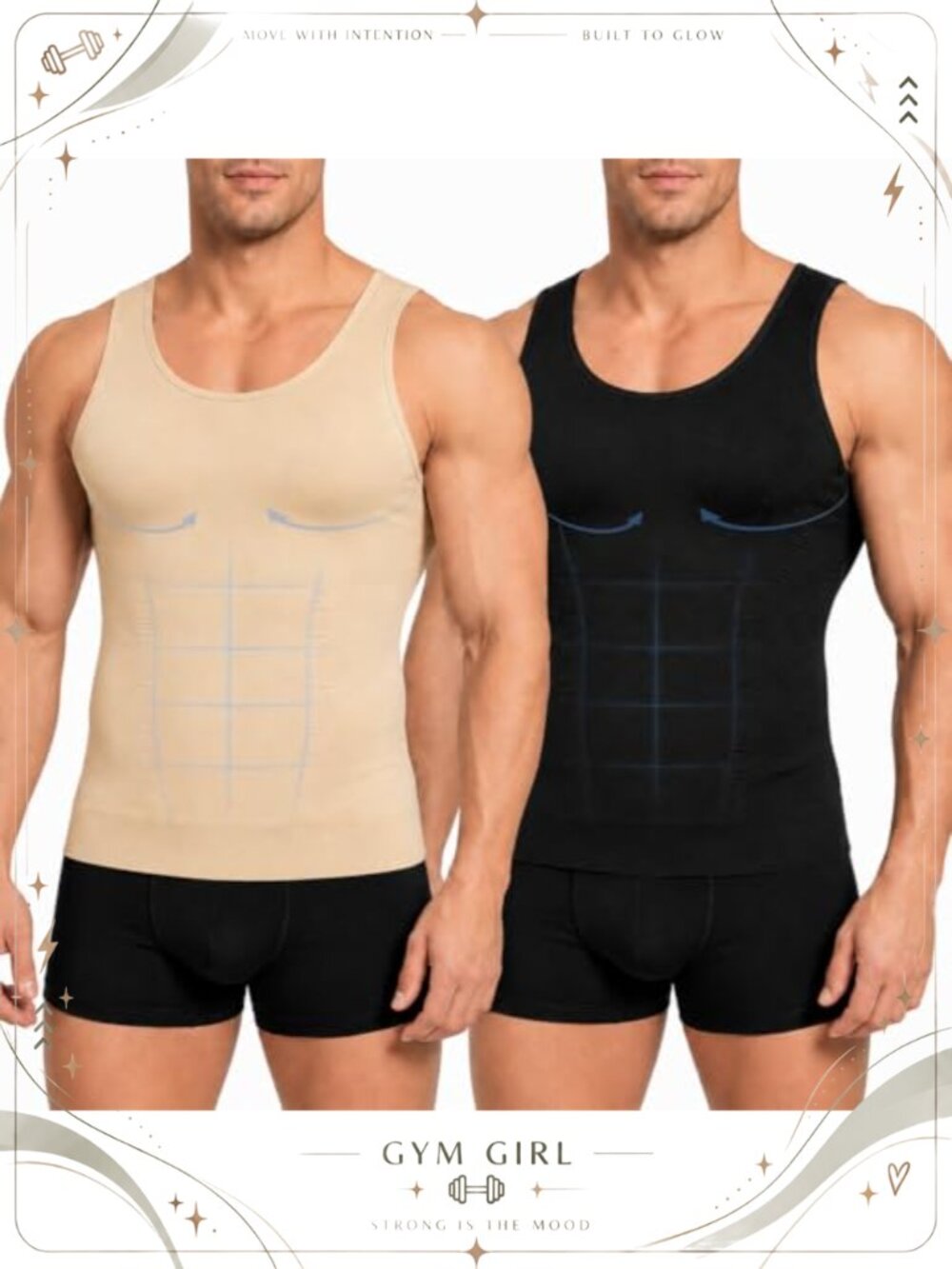 Men's Compression Tank Top 2 Pack Slimming Body Shaper Vest